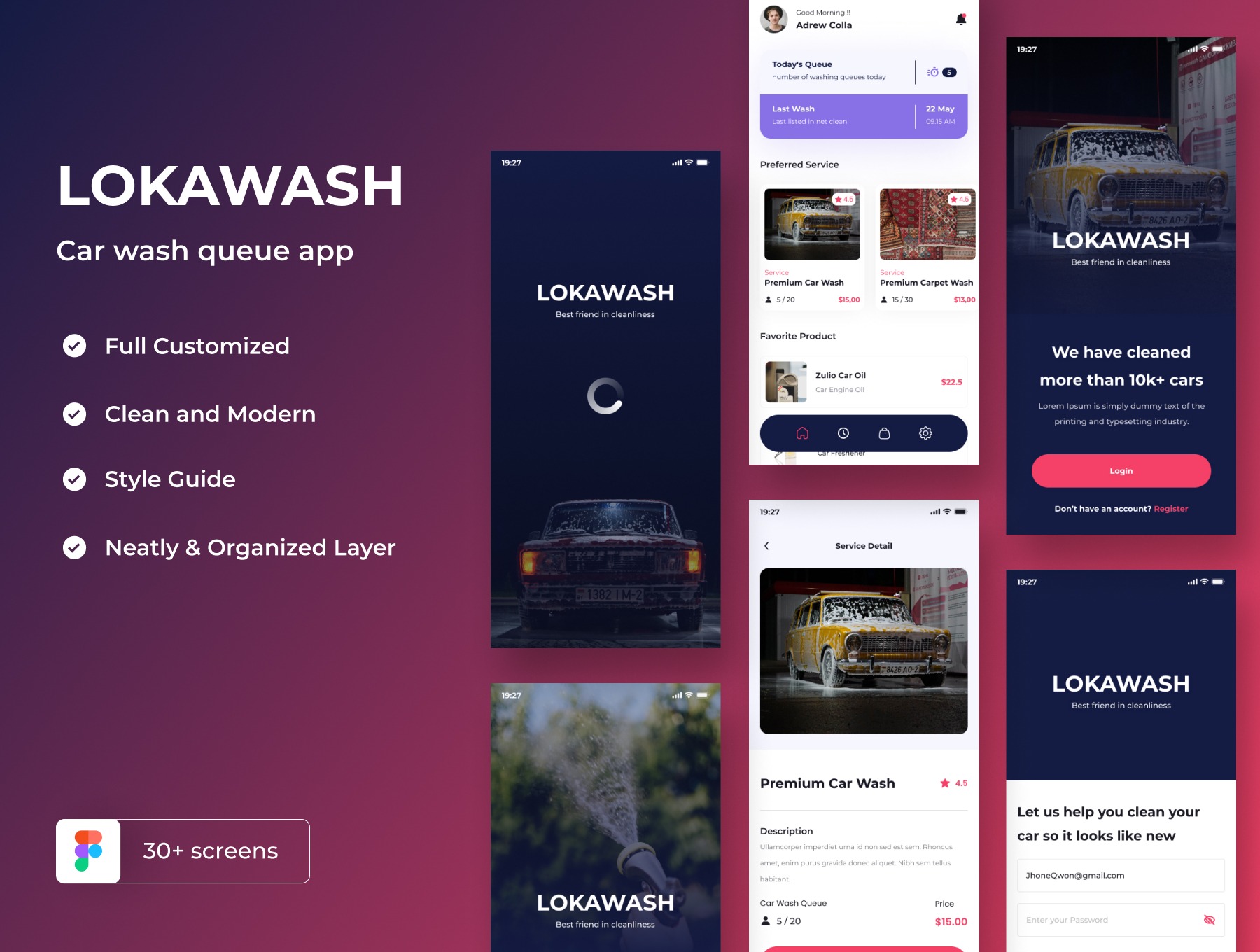 LOKAWASH - Car Wash Queue App UI KIts