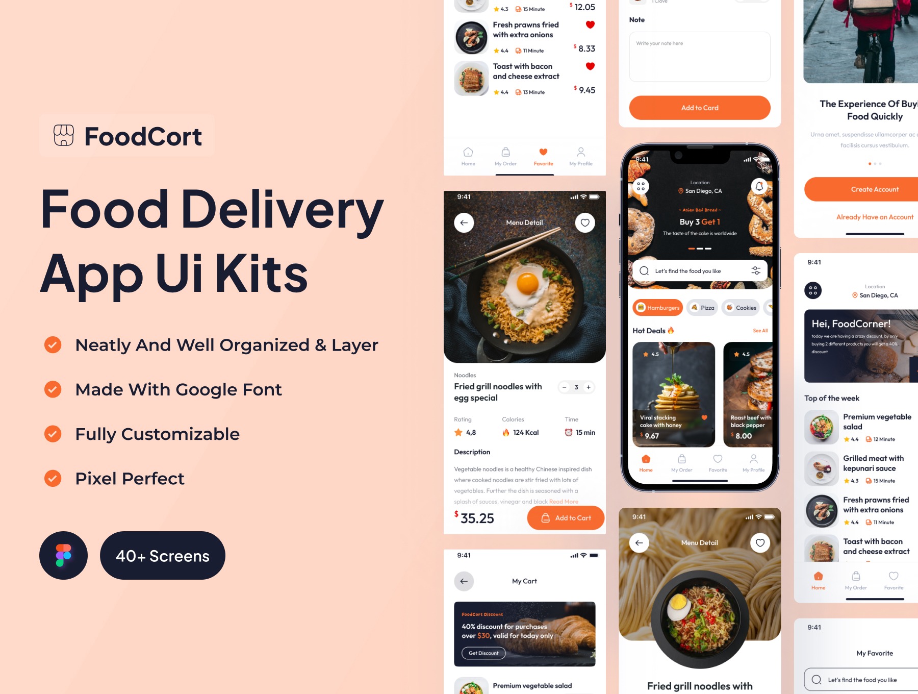 FoodCort - Food Delivery App Ui Kits