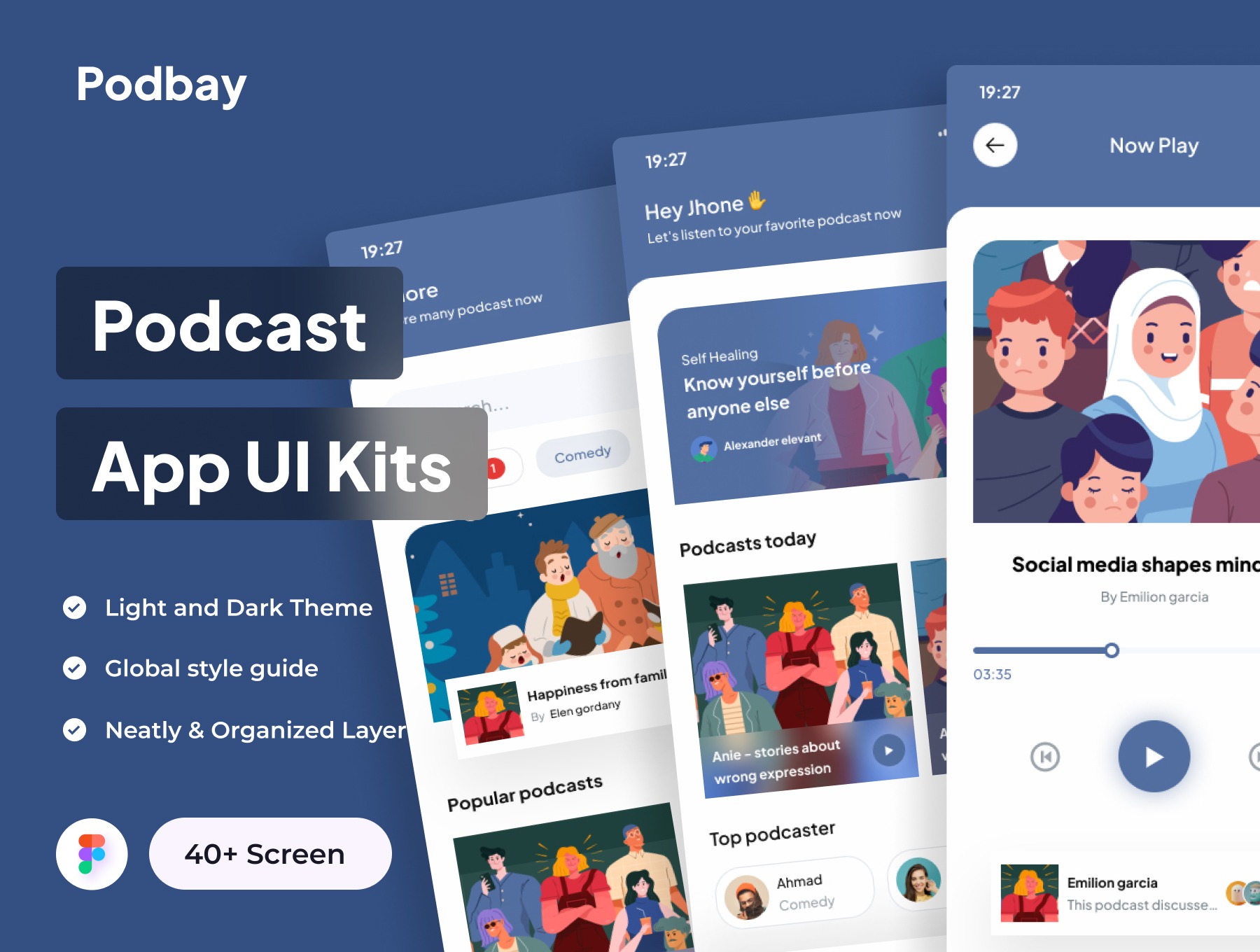 Podbay - Podcast App UI Kits