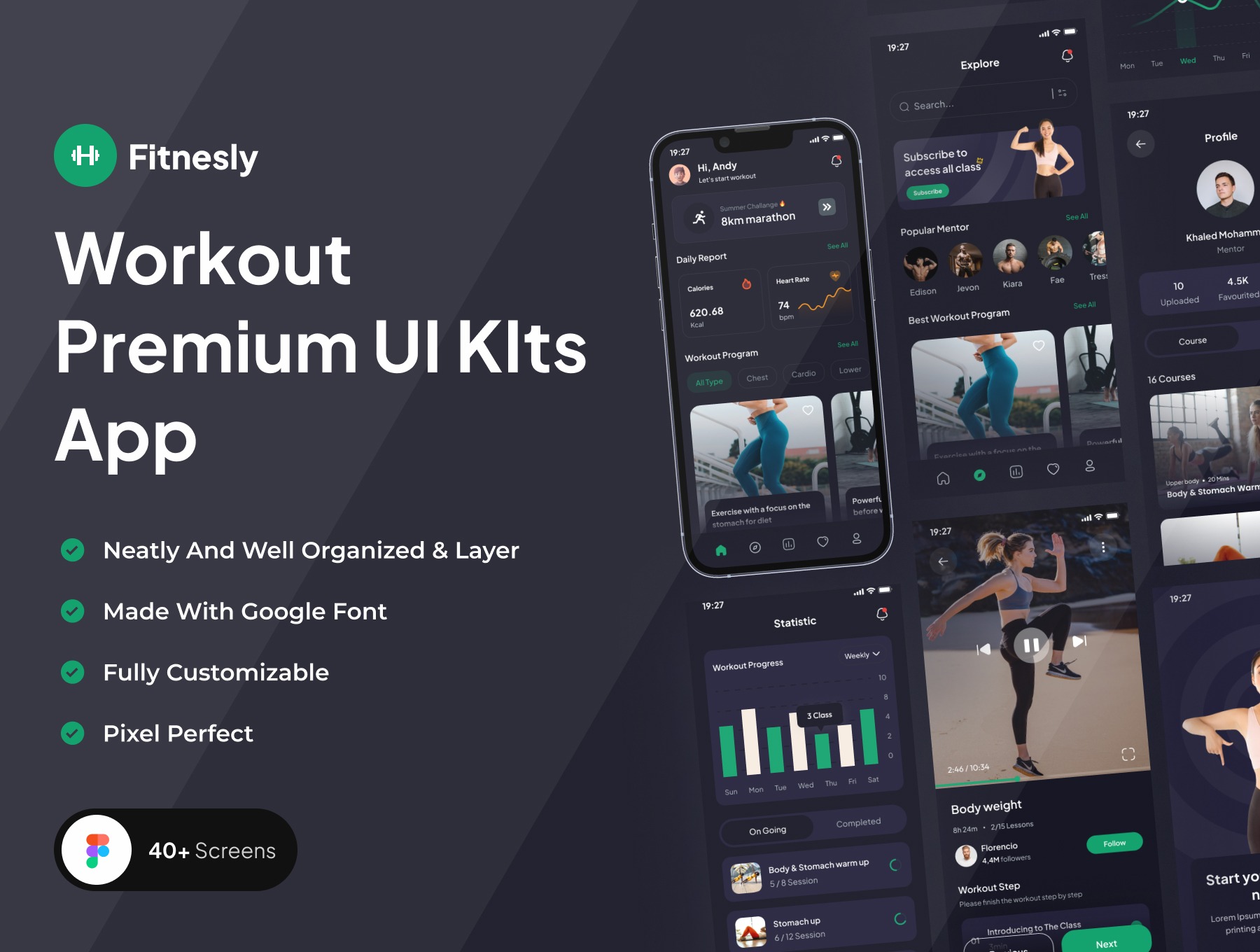 Fitnesly - Workout Premium UI KIts App