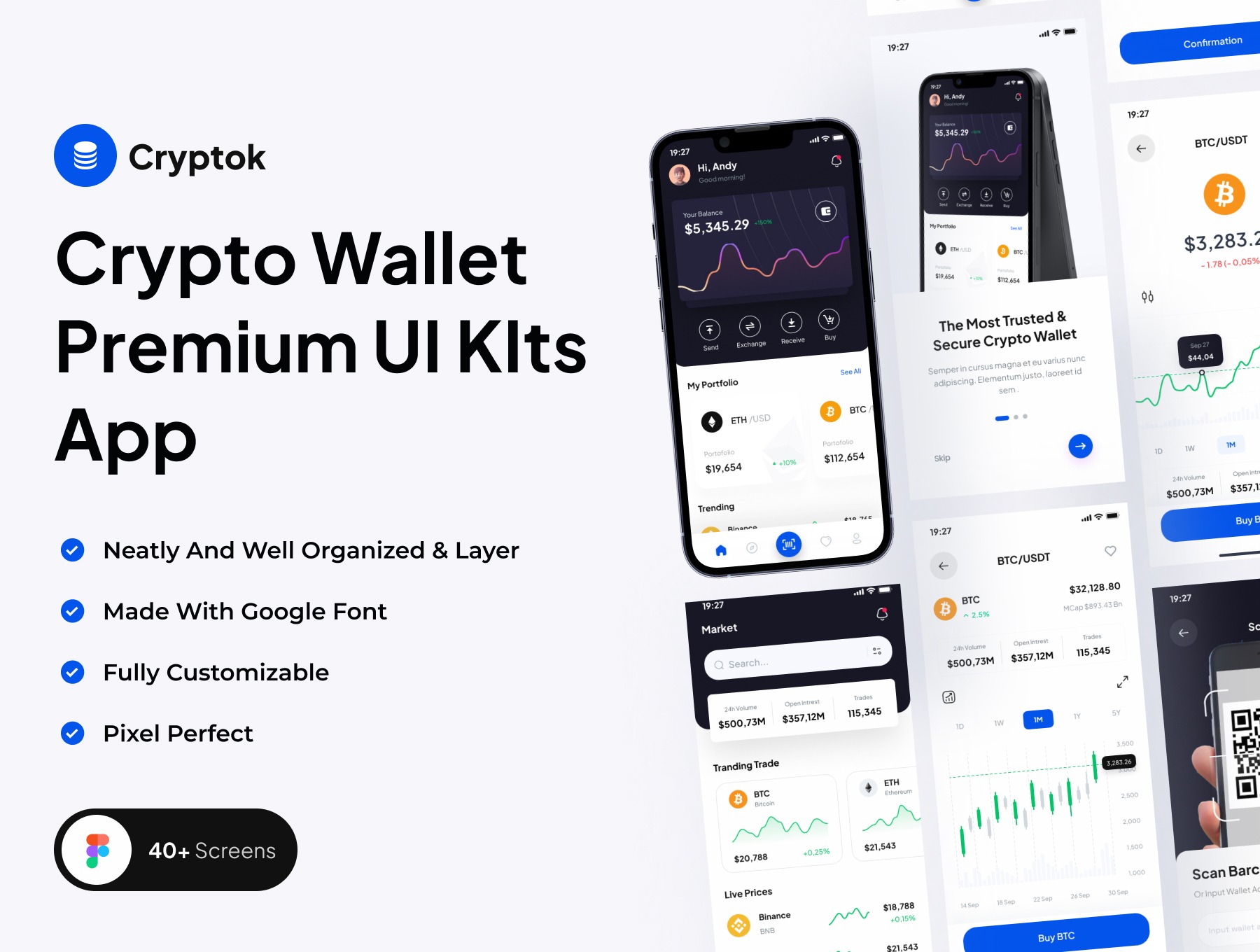 Cryptok - Crypto Wallet Premium UI Kits App